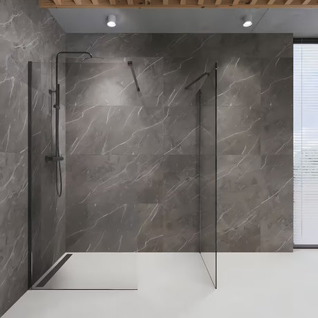 Walk-in sprchová zástěna SAT Walk-in s čirým sklem a PVD Gun metal profily