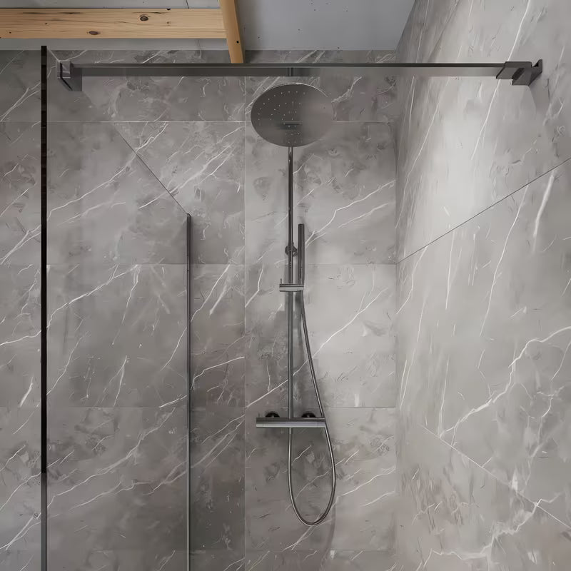 Walk-in sprchová zástěna SAT Walk-in s čirým sklem a PVD Gun metal profily