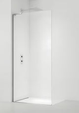 Walk-in sprchová zástěna SAT Walk-in 90 cm v chromu s čirým sklem a bezrámovým provedením.