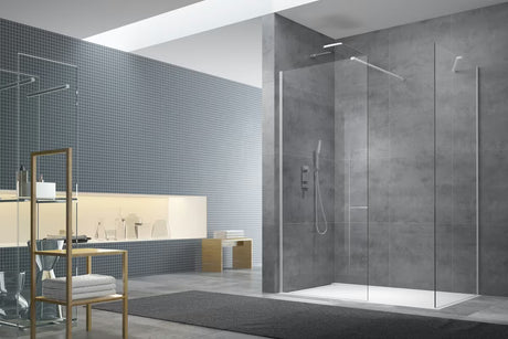 Bílý set pro zástěny Walk-in SAT Walk-in s bočním profilem, spodní lištou a montážním balíčkem