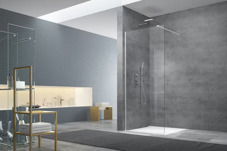 Bílý set pro zástěny Walk-in SAT Walk-in s bočním profilem, spodní lištou a montážním balíčkem
