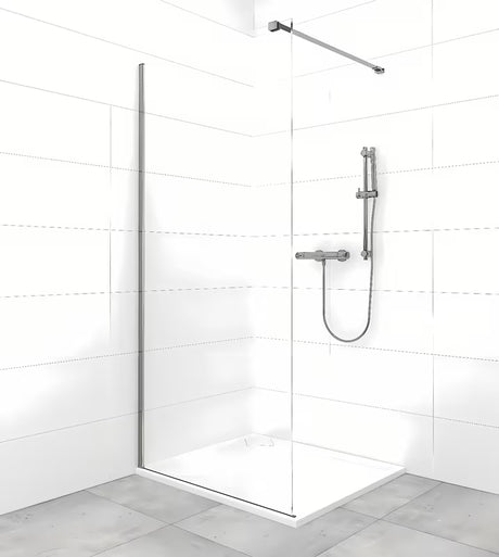 Upevňovací rameno SAT Walk-In s PVD povrchem v barvě gun-metal pro walk-in sprchovou stěnu.