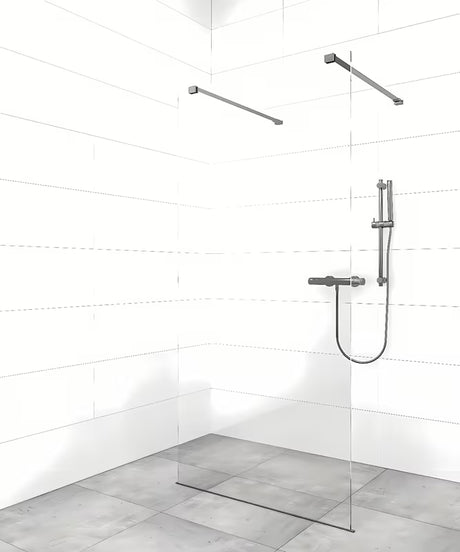Upevňovací rameno SAT Walk-In s PVD povrchem v barvě gun-metal pro walk-in sprchovou stěnu.