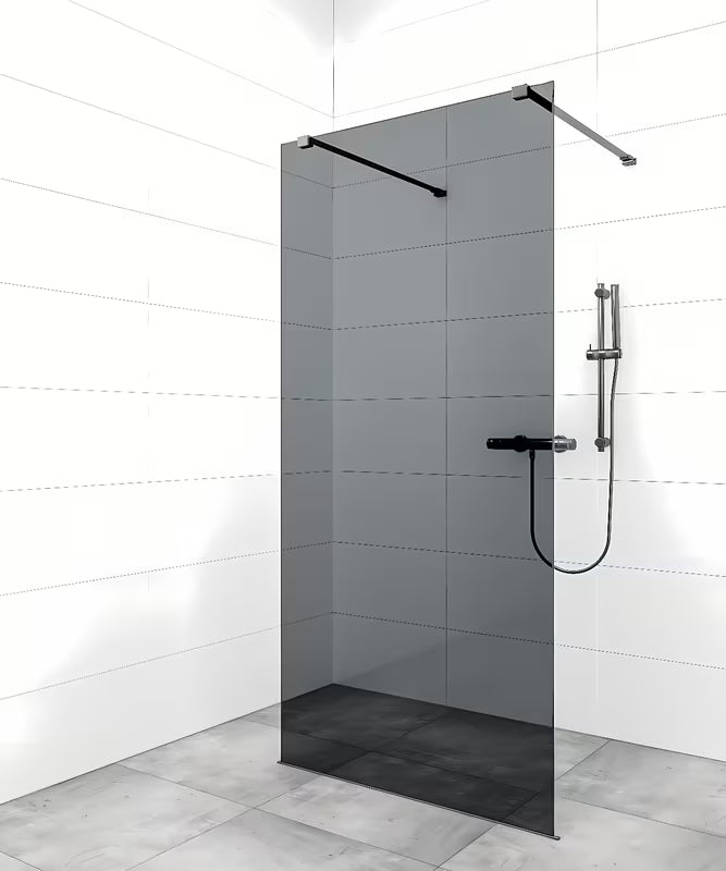 Upevňovací rameno SAT Walk-In s PVD povrchem v barvě gun-metal pro walk-in sprchovou stěnu.