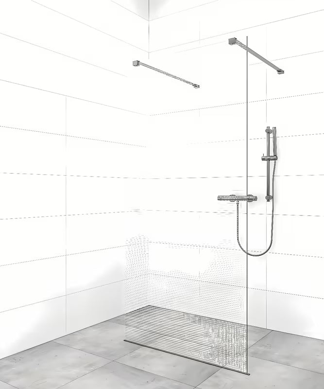 Upevňovací rameno SAT Walk-In s PVD povrchem v barvě gun-metal pro walk-in sprchovou stěnu.