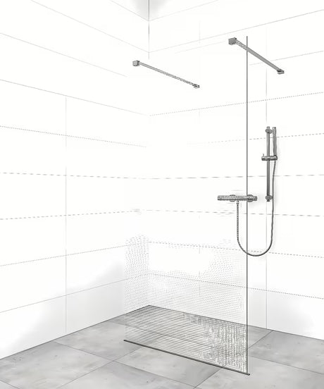 Upevňovací rameno SAT Walk-In s PVD povrchem v barvě gun-metal pro walk-in sprchovou stěnu.