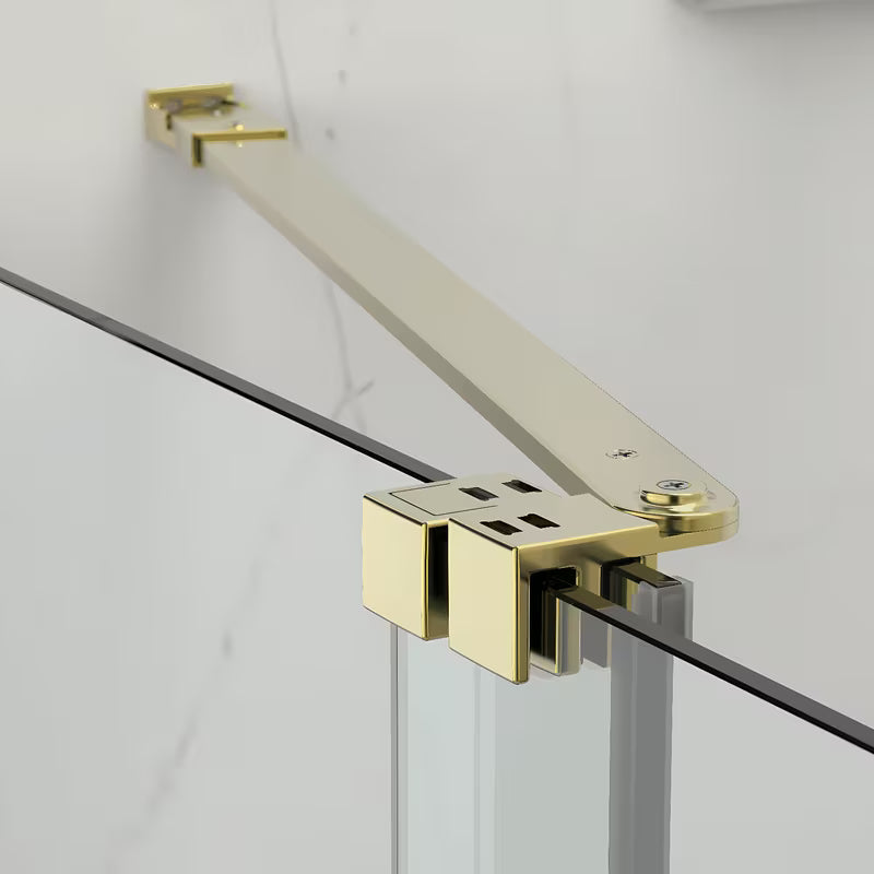 Walk-in sprchová zástěna SAT Xmotion 110 cm ve zlatém lesku s čirým sklem a bezrámovým provedením.