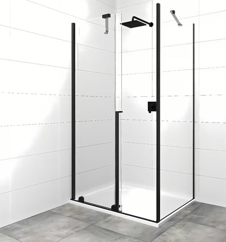 Obdélníkový sprchový kout SAT Xmotion 120x80 cm v černém provedení s čirým sklem a posuvnou zástěnou