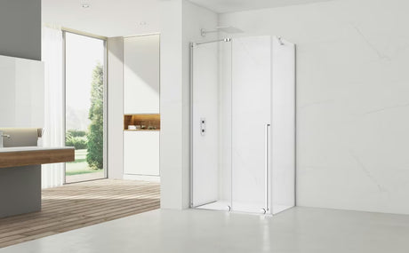 Sprchový kout SAT Xmotion 120x90 cm s čirým sklem, posuvnou zástěnou a lesklým chromovým profilem