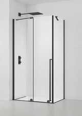 Sprchový kout SAT Xmotion 120x90 cm v černém provedení s čirým sklem a posuvným systémem
