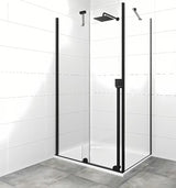 Sprchový kout SAT Xmotion 120x90 cm v černém provedení s čirým sklem a posuvným systémem