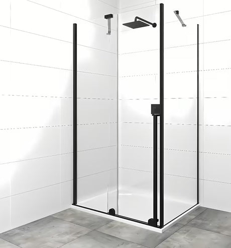 Sprchový kout SAT Xmotion 120x90 cm v černém provedení s čirým sklem a posuvným systémem