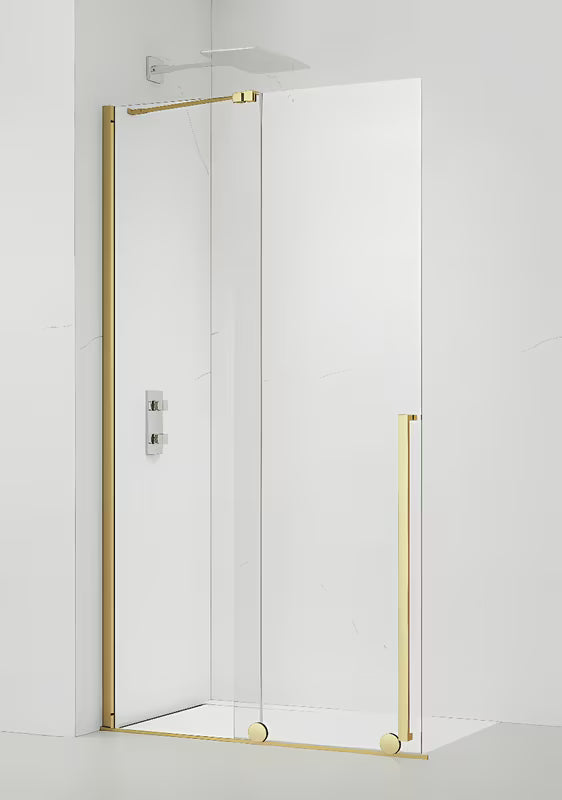 Sprchová zástěna Walk-In SAT Walk-In Xmotion 120x200 cm se zlatými lesklými profily a čirým sklem