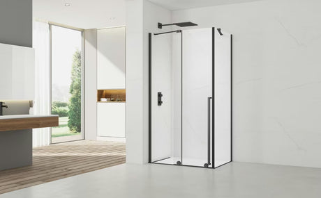 Obdélníkový sprchový kout SAT Xmotion 140x80 cm v černém provedení s čirým sklem a posuvným systémem.
