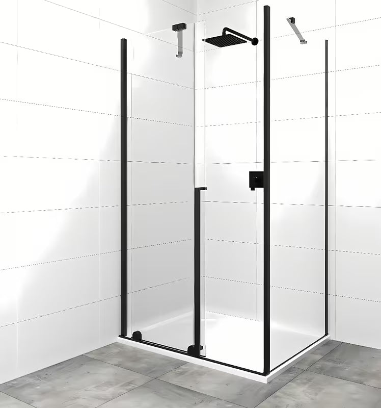 Sprchový kout SAT Xmotion 140x90 cm v černém provedení s čirým sklem a posuvným otevíráním