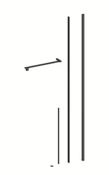 Čtvercový sprchový kout SAT Walk-In Xmotion 100x100 cm v černé barvě s čirým sklem a posuvnými dveřmi.