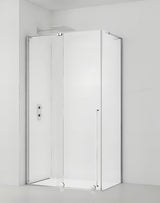 Sprchový kout SAT Walk-In Xmotion 100x80 cm v lesklém chromu s čirým sklem a posuvnými dveřmi.