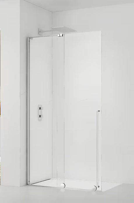 Sprchová zástěna Walk-In SAT Walk-In Xmotion 110 cm v lesklém chromu s čirým sklem a posuvným systémem.