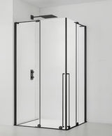Obdélníkový sprchový kout SAT Xmotion 140x110 cm v černém provedení s čirým sklem a posuvnými dveřmi