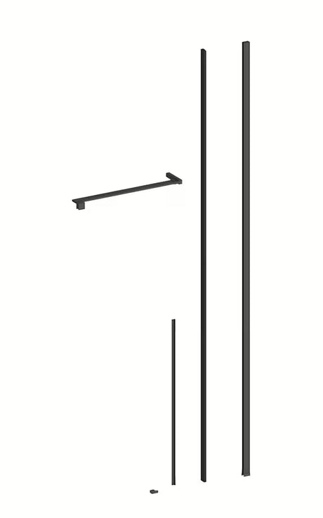 Obdélníkový sprchový kout SAT Xmotion 110x80 cm v černé barvě s čirým sklem a posuvnými dveřmi.