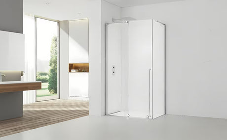 Sprchový kout SAT Walk-In Xmotion 120x90 cm v lesklém chromu s čirým sklem a posuvnými dveřmi