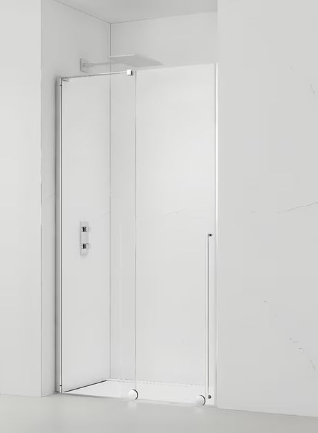 Sprchové dveře SAT Walk-In Xmotion do niky 140 cm v lesklém chromu s čirým sklem a posuvným systémem