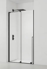 Sprchové dveře do niky SAT Xmotion 140 cm v černé barvě s čirým sklem a posuvným otevíráním.