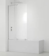 Vanová zástěna SAT Walk-In Xmotion 150 cm v chromovém provedení s posuvným dílem a úpravou Easy Clean