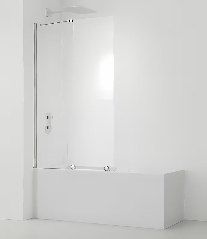 Vanová zástěna SAT Walk-In Xmotion 150 cm v chromovém provedení s posuvným dílem a úpravou Easy Clean
