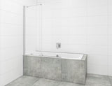 Vanová zástěna SAT Walk-In Xmotion 150 cm v chromovém provedení s posuvným dílem a úpravou Easy Clean