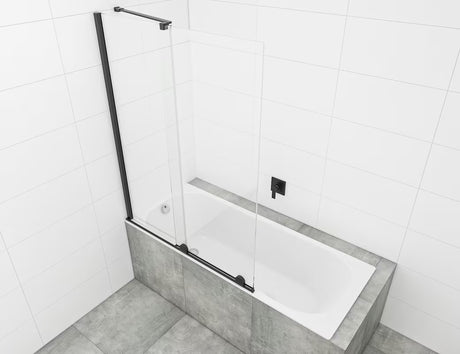 Posuvná vanová zástěna SAT Walk-In Xmotion s čirým sklem a černými profily