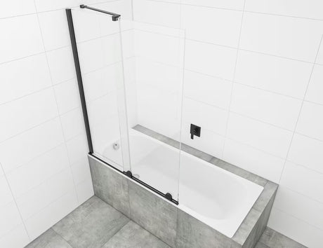 Posuvná vanová zástěna SAT Walk-In Xmotion s čirým sklem a černými profily