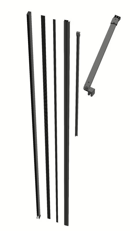 Černý set pro Walk-in SAT Walk-In Xmotion s rozšiřovacím profilem pro přesné dopasování sprchové zástěny.