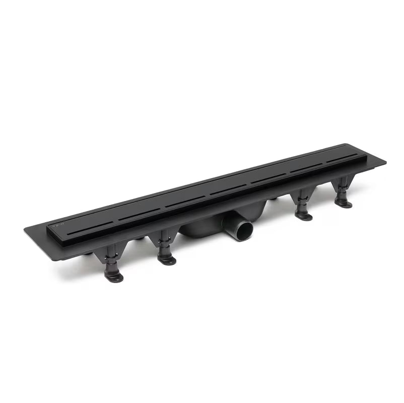 Černý sprchový žlab SAT 80 cm s nerezovým roštem do moderní koupelny.