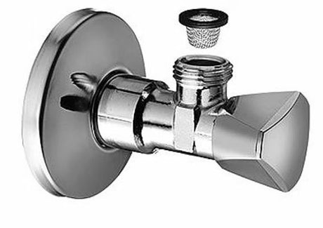 Chromovaný rohový ventil Schell s trojhrannou rukojetí, připojení 1/2" a výstup 3/8".