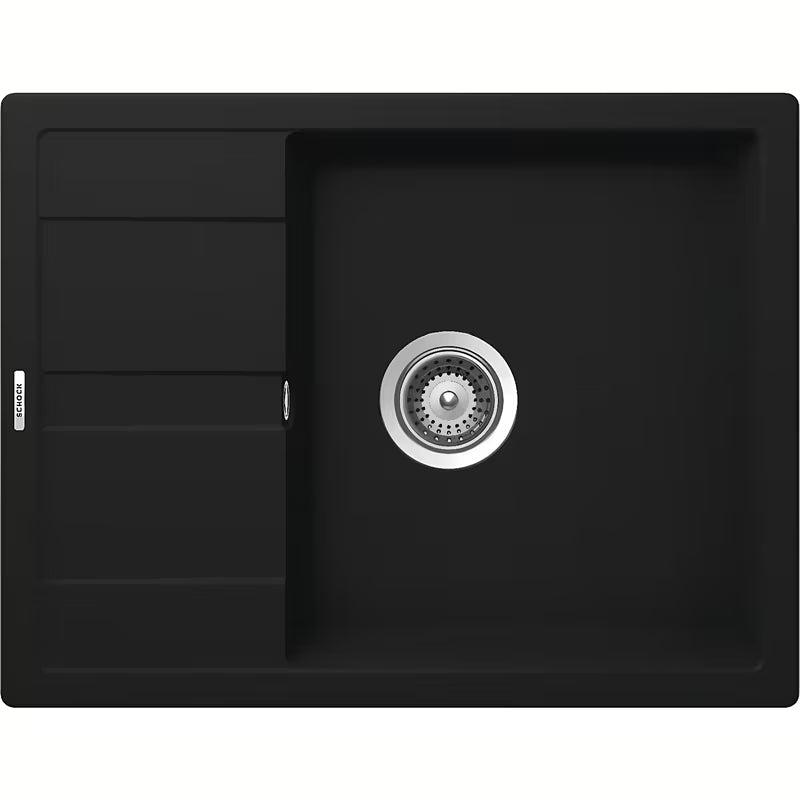 Granitový kuchyňský dřez Schock Manhattan D100 s odkapávačem v barvě onyx pro montáž na pracovní desku.
