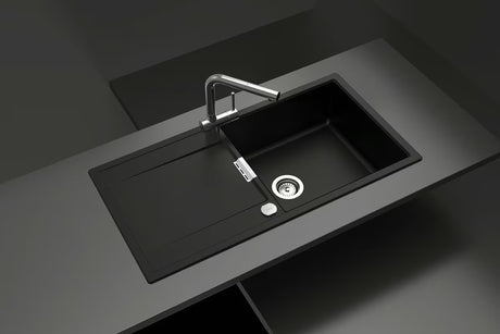 Granitový kuchyňský dřez Schock Mond s odkapávačem v barvě magma pro montáž na pracovní desku