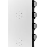 Bílý sprchový panel SIKO Alushower se 4 funkcemi včetně hlavové a ruční sprchy, vodopádu a masážních trysek.