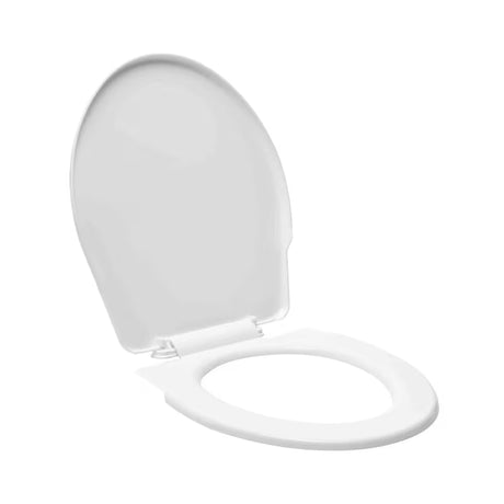 Bílé WC sedátko z termoplastu s plastovými panty v jednoduchém provedení