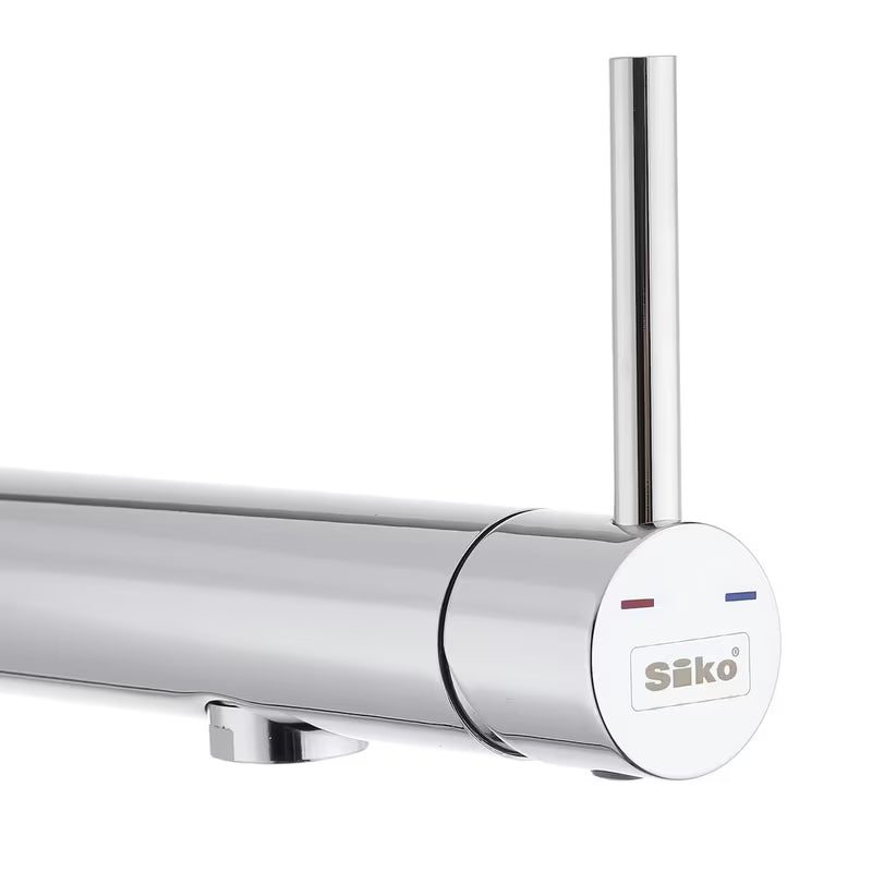 Chromová dřezová baterie SIKO Chrome se zasouvacím uchycením pro montáž pod okno a pákou u výtoku