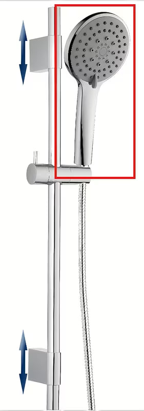 Šedá ruční sprcha SIKO se třemi režimy proudu vody a ergonomickým tvarem pro pohodlné držení.