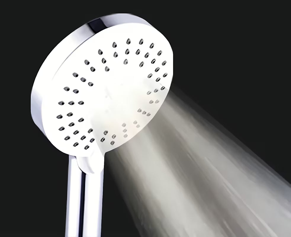 Bílá ruční sprcha SIKO s kulatým designem, průměr 12 cm, se samočisticími tryskami