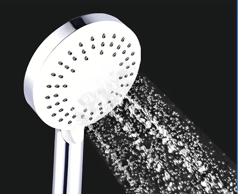 Bílá ruční sprcha SIKO s kulatým designem, průměr 12 cm, se samočisticími tryskami