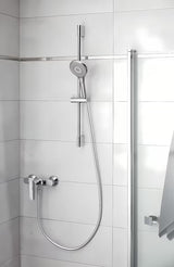 Chromová ruční sprcha SIKO s průměrem 115 mm a přepínáním 3 sprchových proudů tlačítkem.