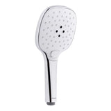 Bílá ruční sprcha SIKO s chromem, průměr 12 cm, se 3 proudy a tlačítkem pro přepínání.