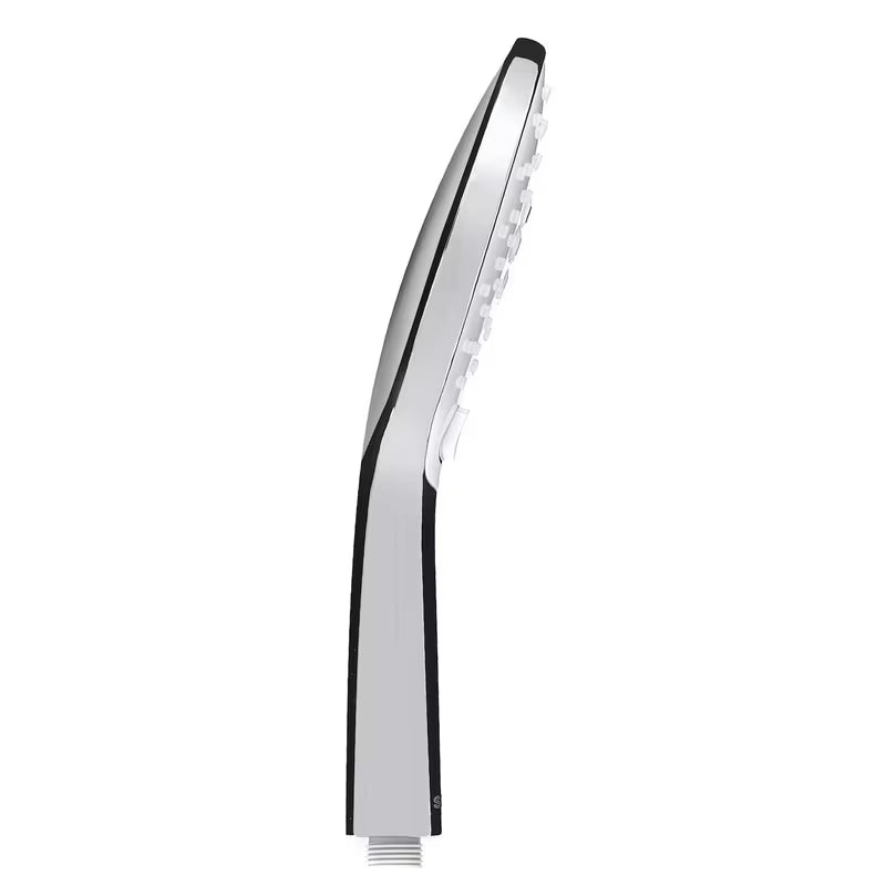 Bílá ruční sprcha SIKO s chromem, průměr 12 cm, se 3 proudy a tlačítkem pro přepínání.