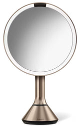 Kosmetické zrcátko Simplehuman Dual Touch v barvě rose gold s Tru-lux LED osvětlením a dotykovým ovládáním jasu.