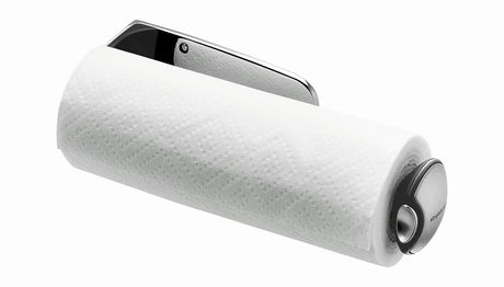 Nástěnný držák na kuchyňské utěrky Simplehuman v provedení matná ocel.