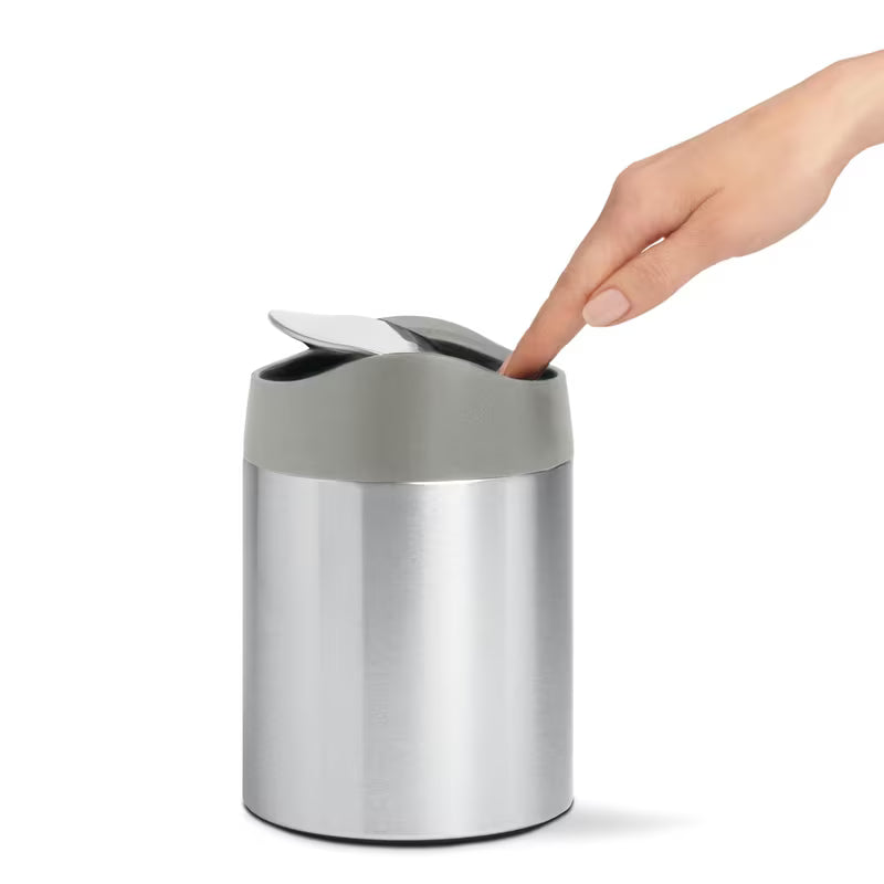 Stolní mini odpadkový koš Simplehuman Mini bin z kartáčované nerezové oceli s otočným víkem