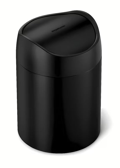 Černý stolní odpadkový koš Simplehuman Mini s vyklápěcím víkem a objemem 1,5 l.